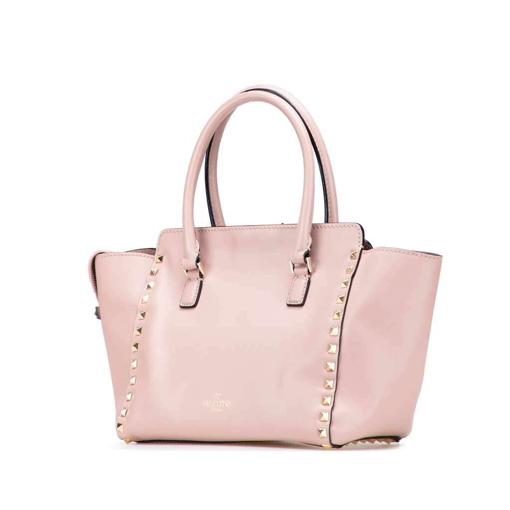 Valentino Small Leather Rockstud Double Handle Tote - 2