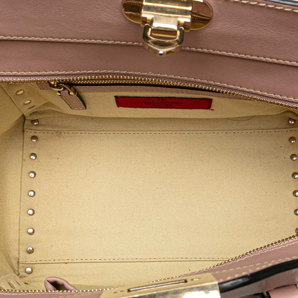 Valentino Small Leather Rockstud Double Handle Tote - 4
