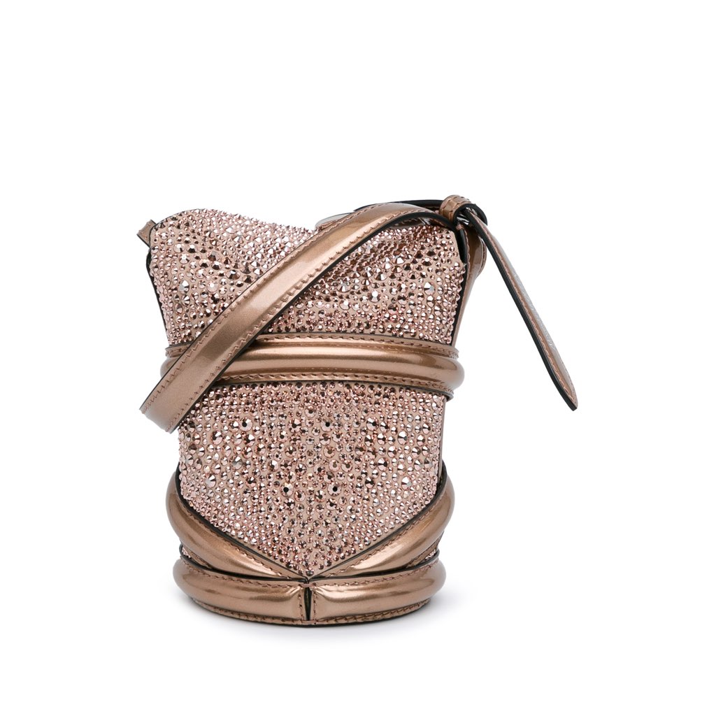Alexander Mcqueen Calfskin Crystal Embellished The Curve Bucket Bag - 3