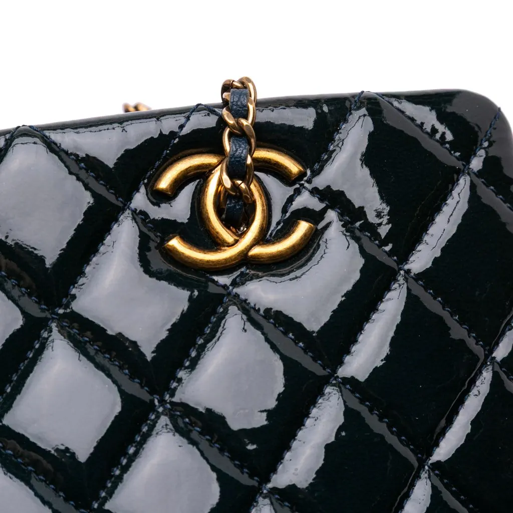 Chanel Paris Salzburg Patent and Goatskin CC Eyelet Tote Blue Leather Good - Box View