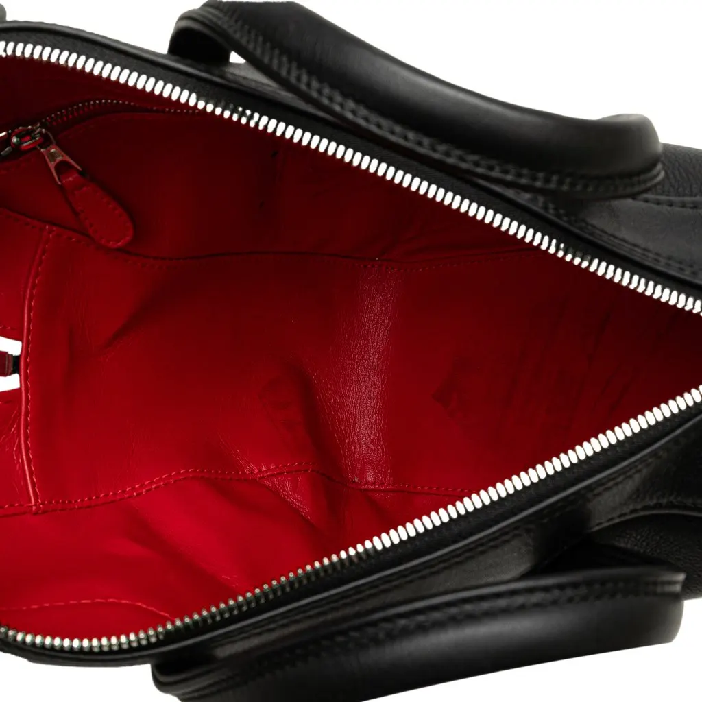 Balenciaga S Leather Triangle Duffle Bag Black Leather Good - Model View