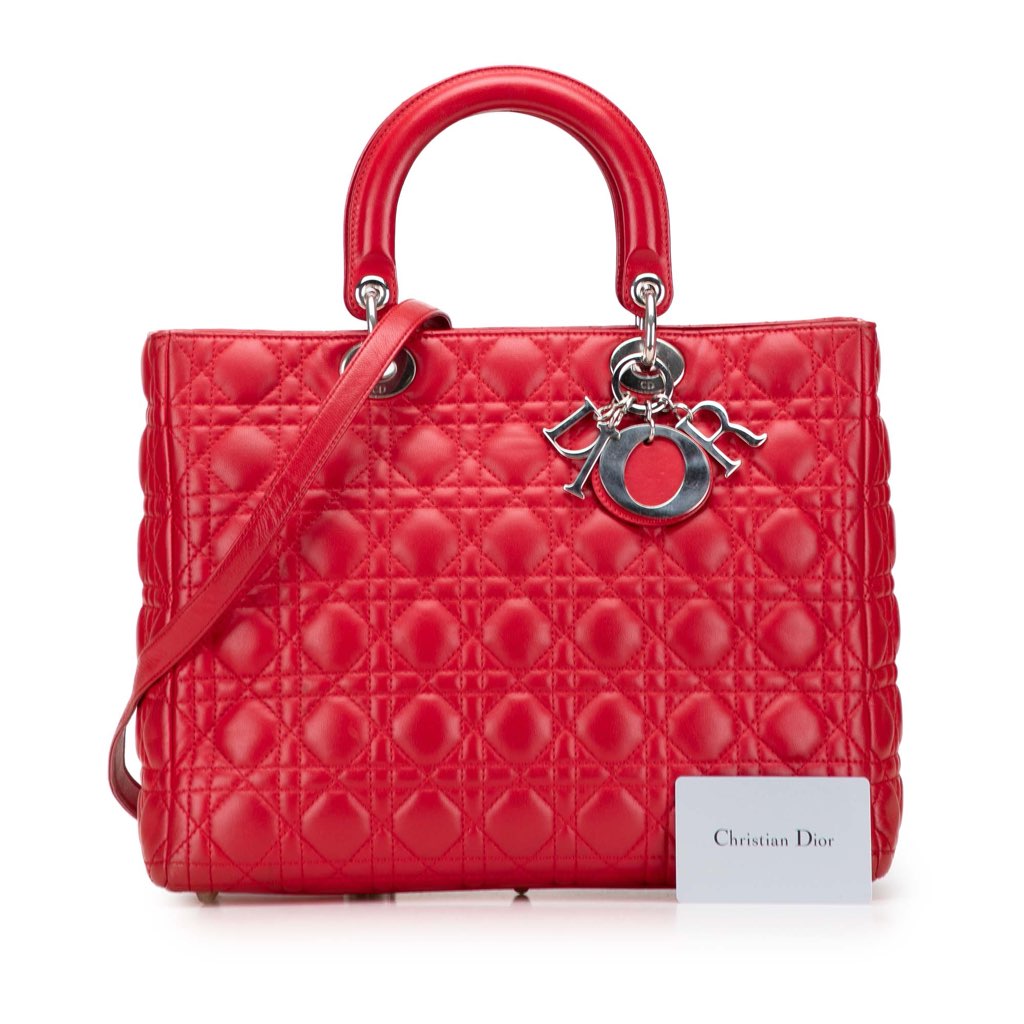 Dior Large Lambskin Cannage Lady Dior - Image 12