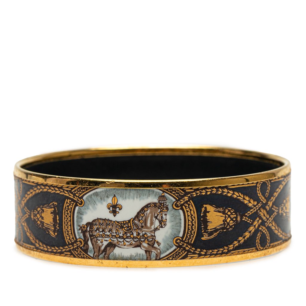 Hermès Wide Enamel Grand Apparat Horse Bangle - Back view