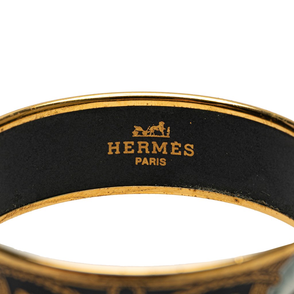 Hermès Wide Enamel Grand Apparat Horse Bangle - Side view