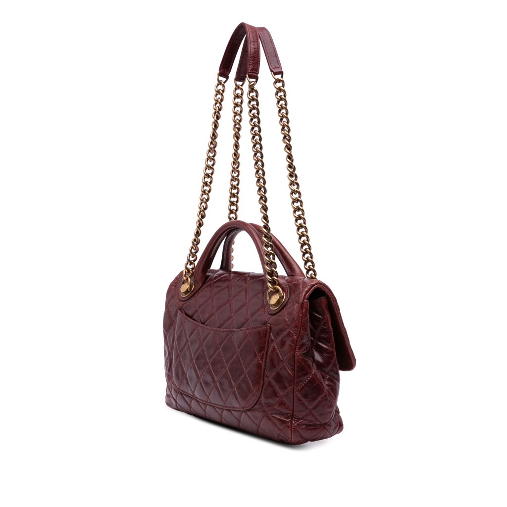 Chanel Medium Glazed Calfskin Castle Rock Top Handle Flap - 2