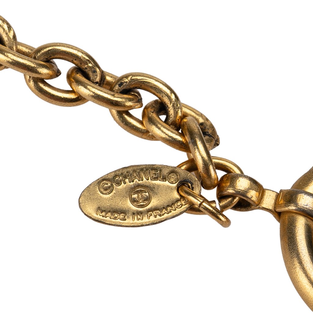 Chanel Gold Plated Logo Loupe Magnifying Glass Pendant Necklace - Back view