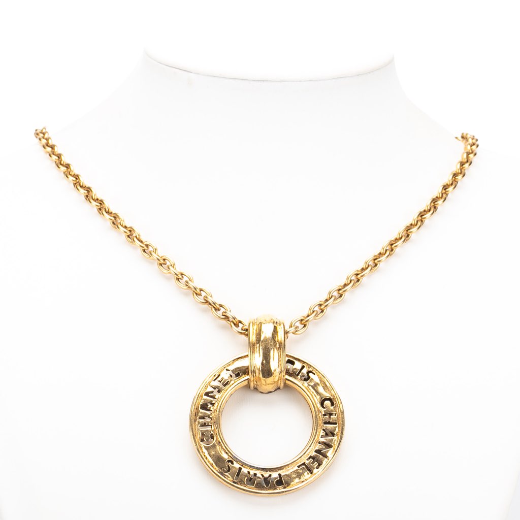 Chanel Gold Plated Logo Loupe Magnifying Glass Pendant Necklace - 4