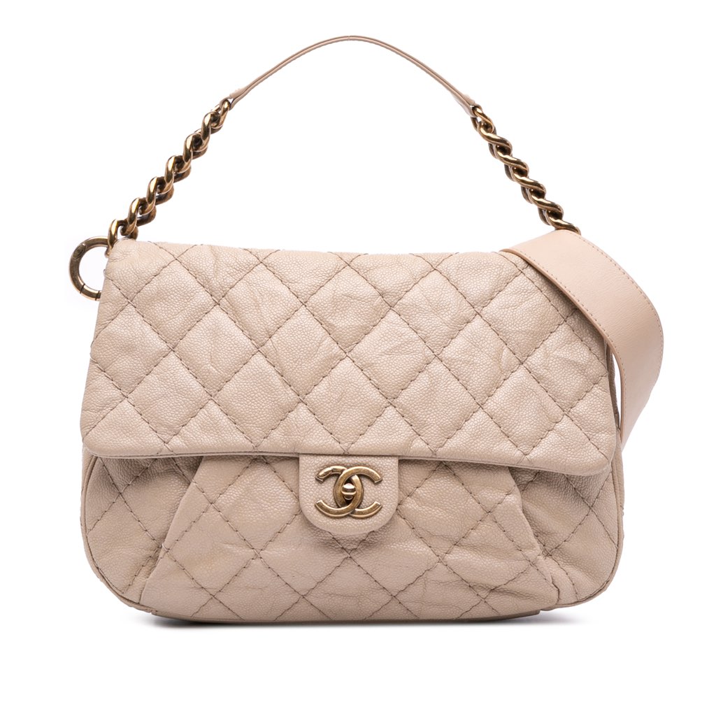 Chanel Medium Quilted Caviar Coco Pleats Messenger Flap