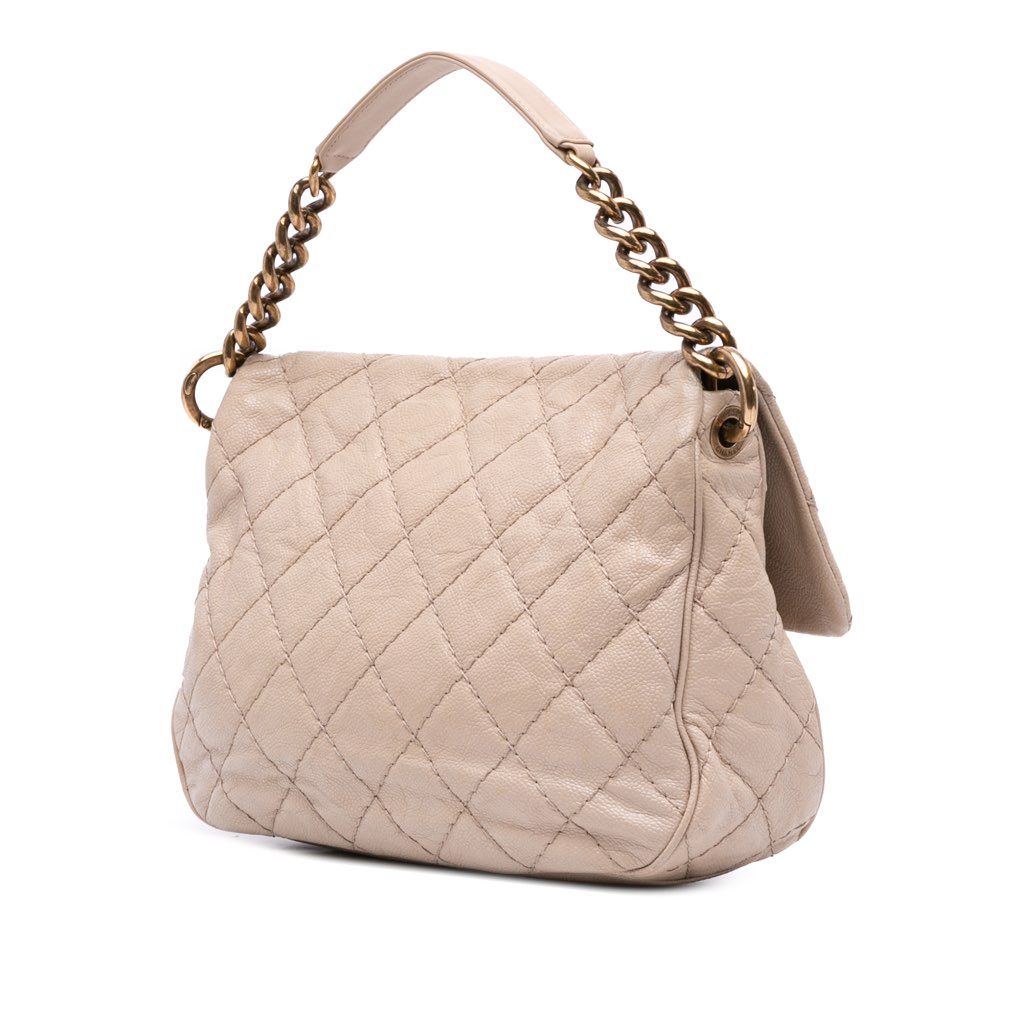 Chanel Medium Quilted Caviar Coco Pleats Messenger Flap - Back view