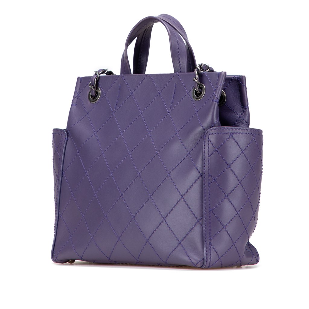 Chanel Small CC Quilted Calfskin Pocket Tote - Back view