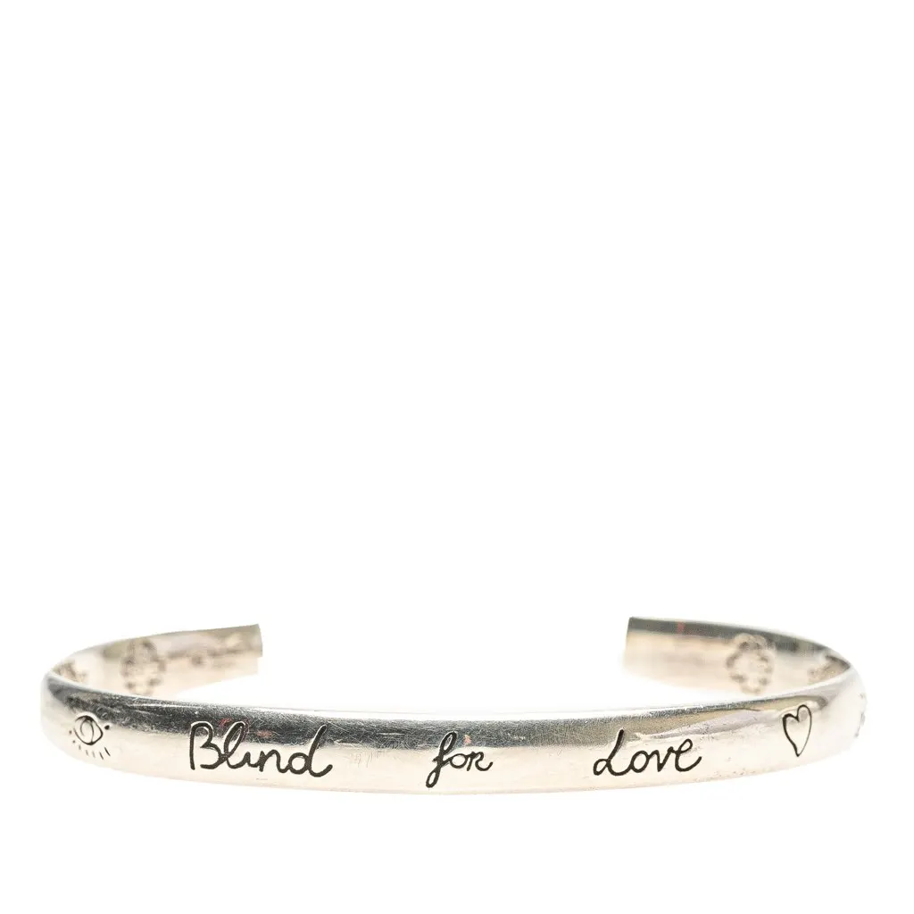 Gucci Sterling Silver Blind For Love Cuff Bracelet Silver Silver Good - Front View