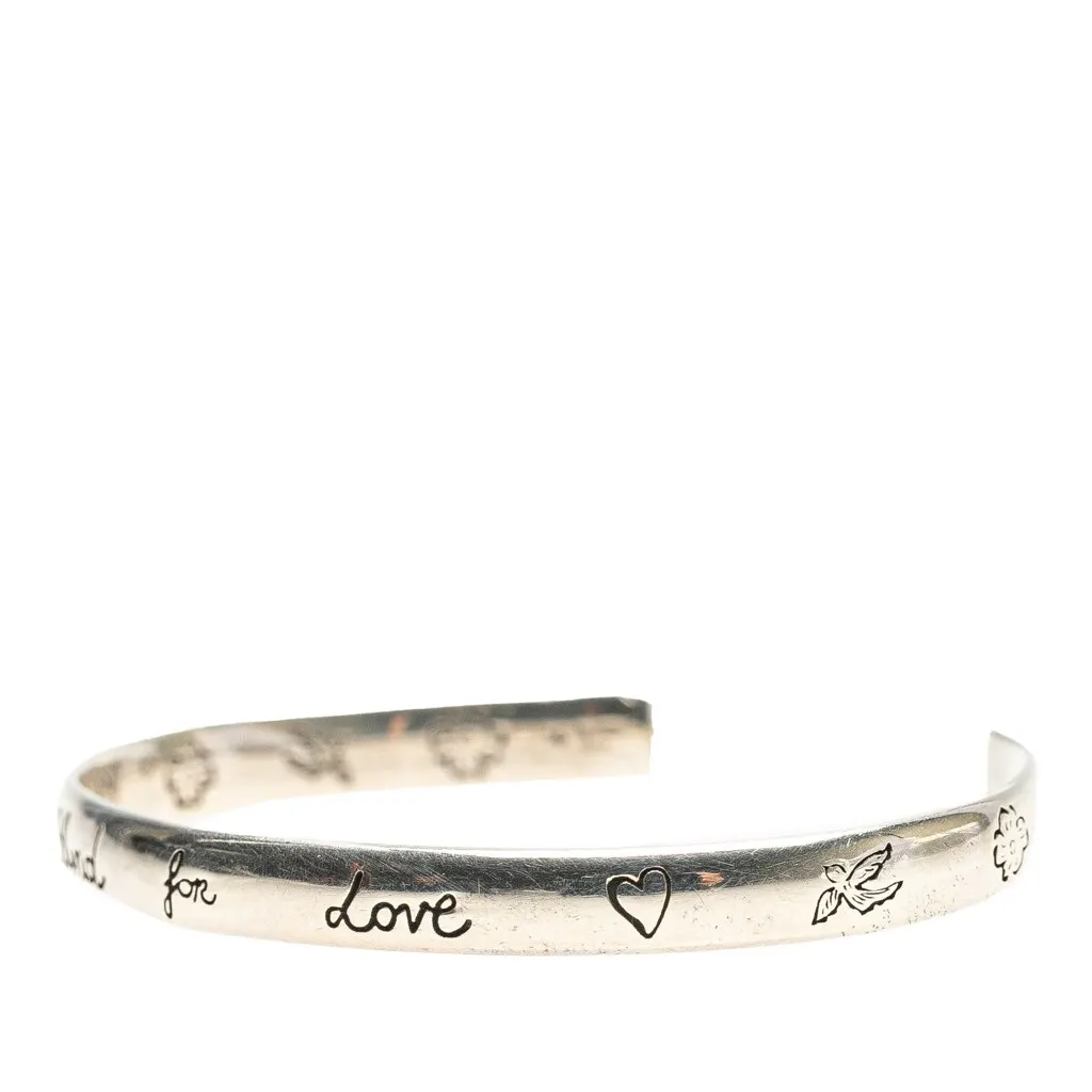 Gucci Sterling Silver Blind For Love Cuff Bracelet Silver Silver Good - Back View