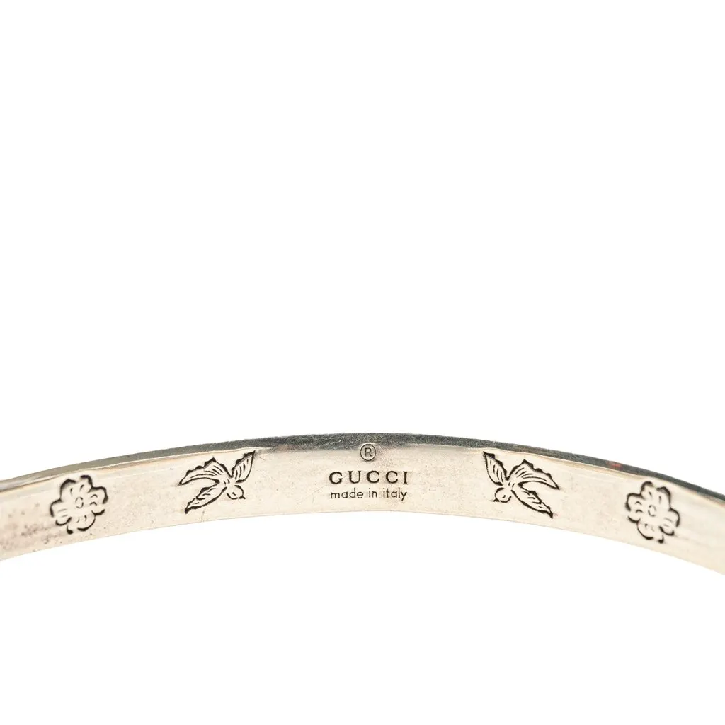 Gucci Sterling Silver Blind For Love Cuff Bracelet Silver Silver Good - Model View