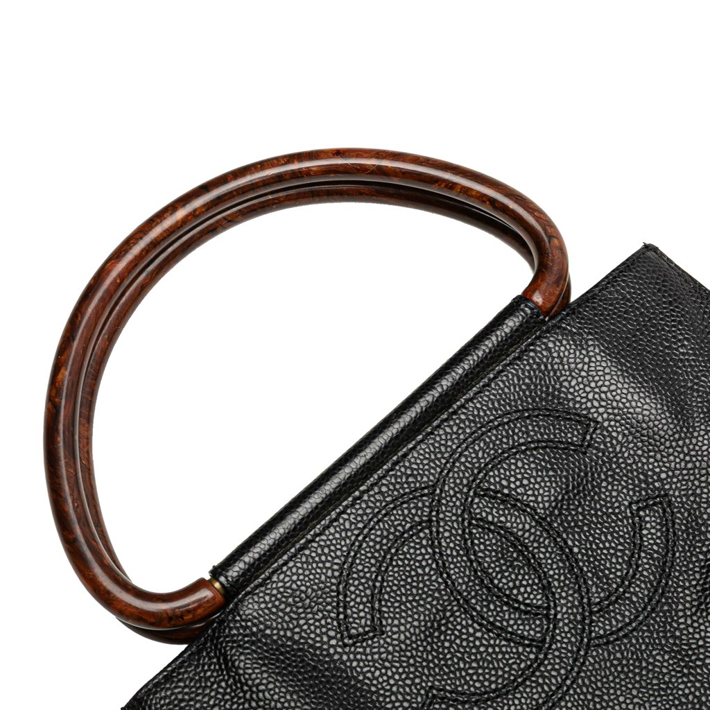 Chanel CC Caviar Wood Top Handle Tote - Image 12