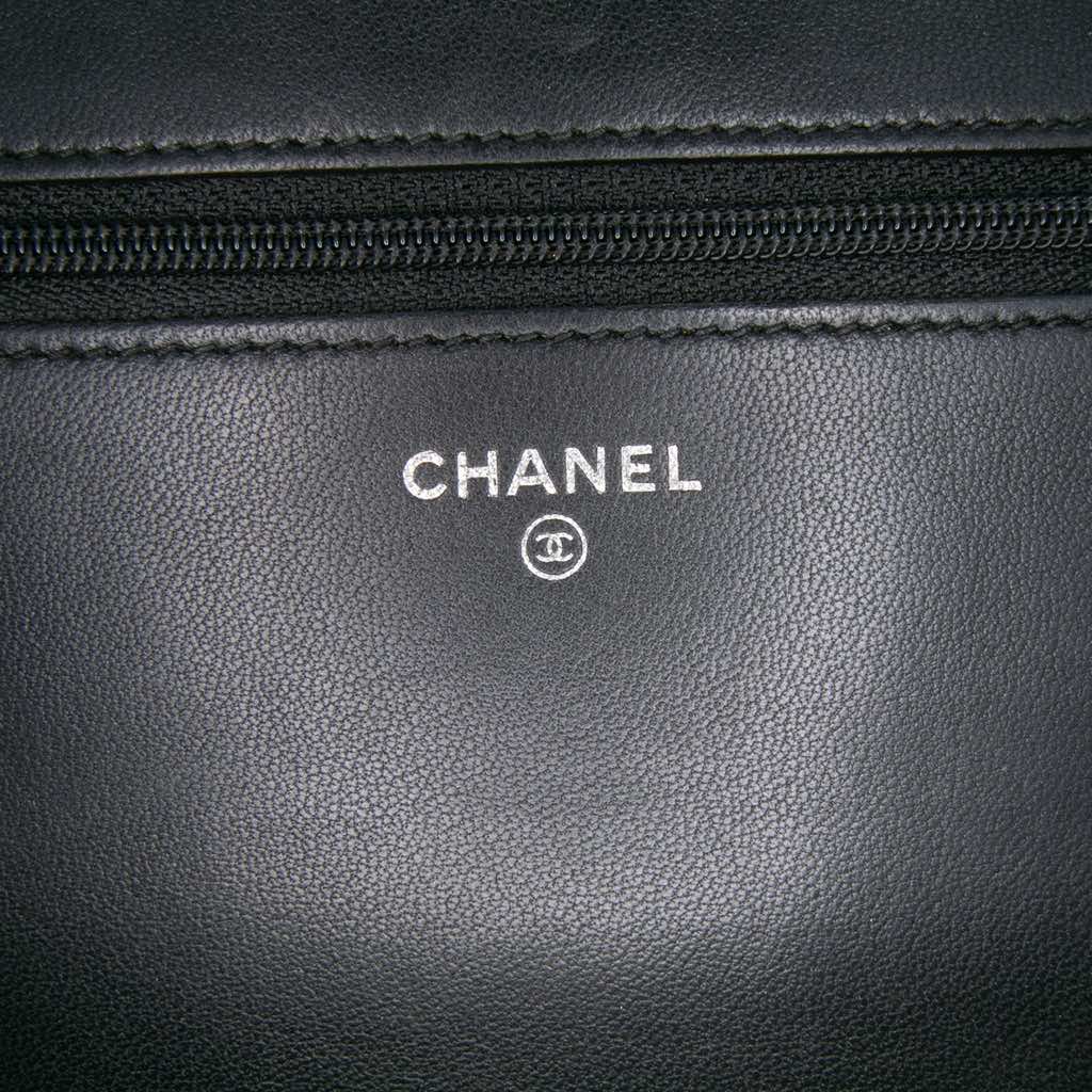 Chanel CC Embossed Lambskin Wallet on Chain - Side view