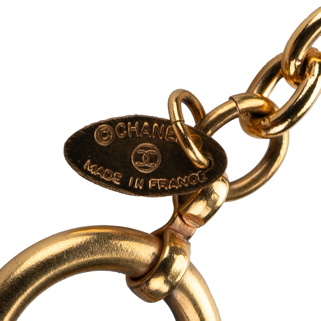 Chanel Gold Plated CC Diamond Shape Pendant Necklace - Back view