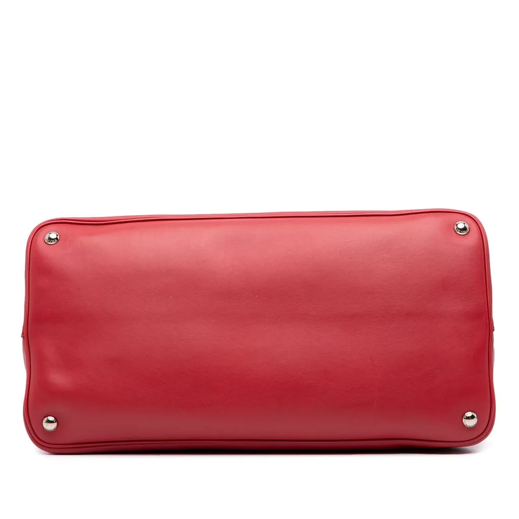 Prada Large City Calf Double Satchel Red Leather Good - Back View