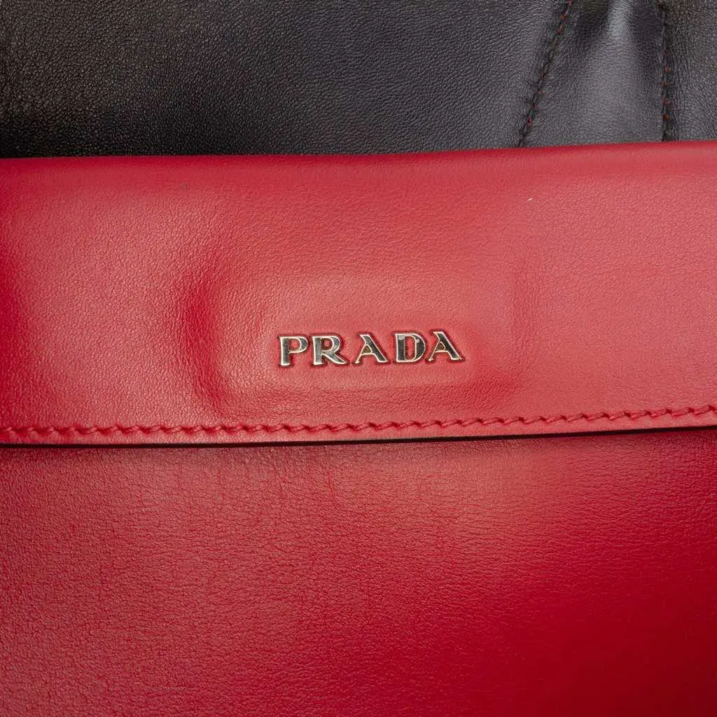 Prada Large City Calf Double Satchel Red Leather Good - Box View