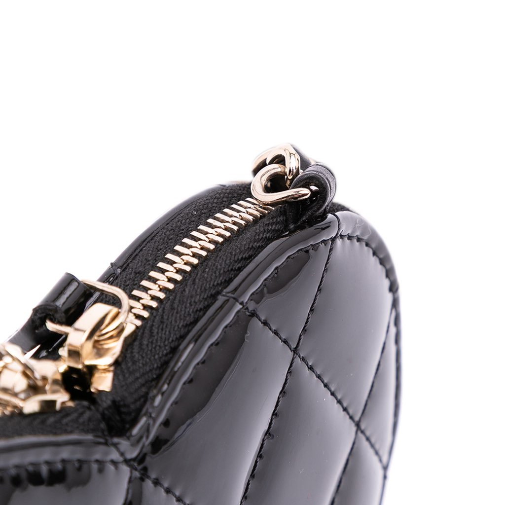 Chanel Quilted Patent Calfskin CC Heart Clutch With Chain - Image 14