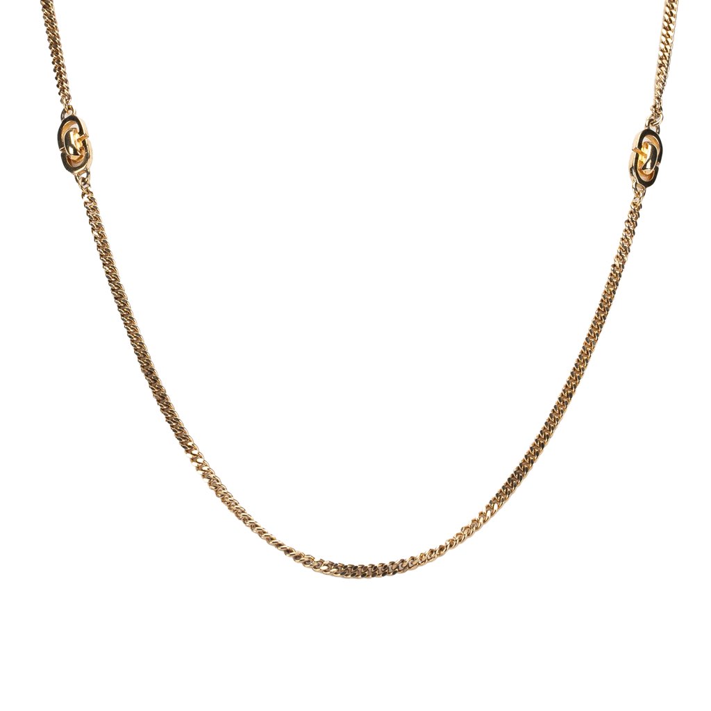 Dior Gold Plated CD Logo Chain Necklace