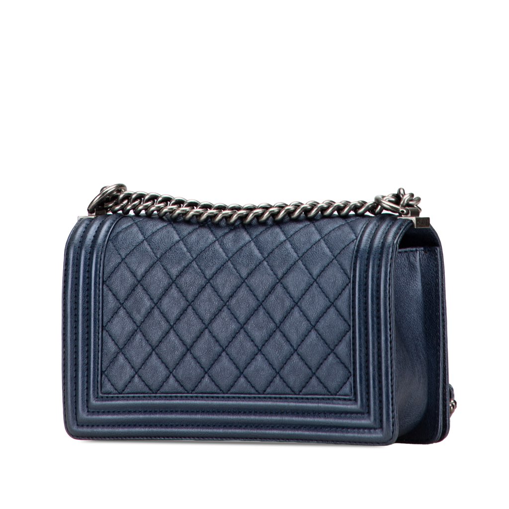 Chanel Old Medium Quilted Lambskin Boy Flap - Back view