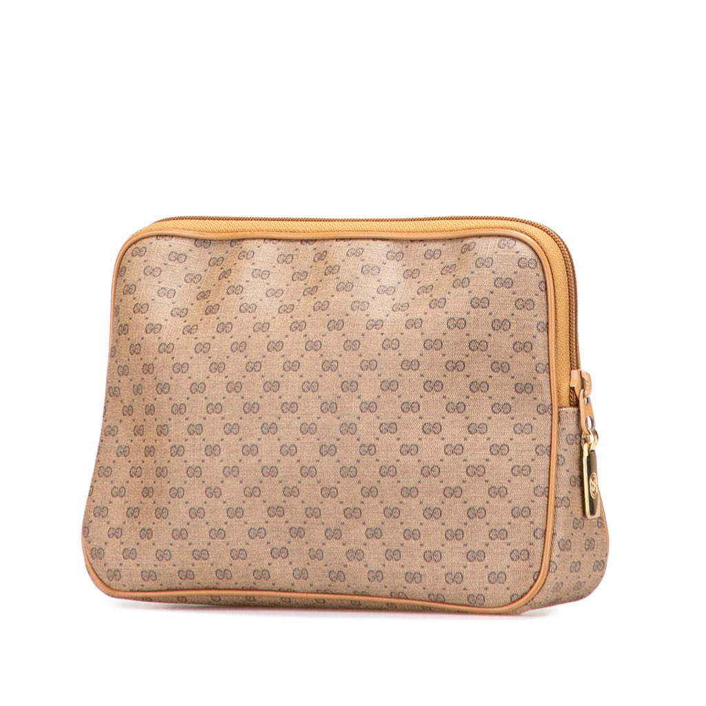 Gucci Micro GG Coated Canvas Travel Toiletry Cosmetic Pouch - Back view