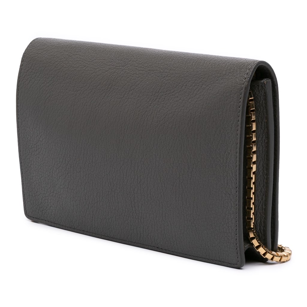 Balenciaga Chevre Motocross Metallic Edge Wallet on Chain - Back view