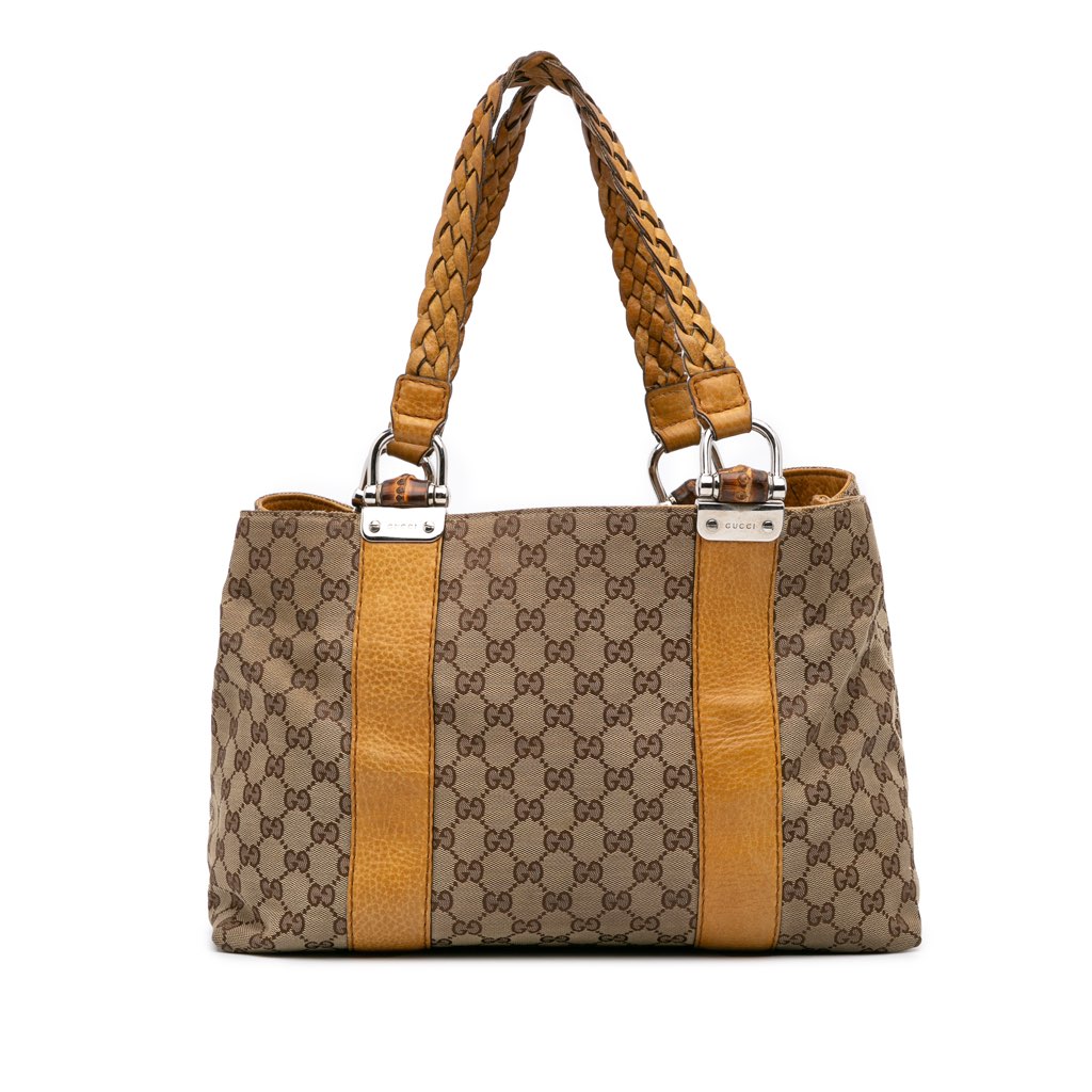 Gucci Medium GG Canvas Bamboo Libeccio Tote