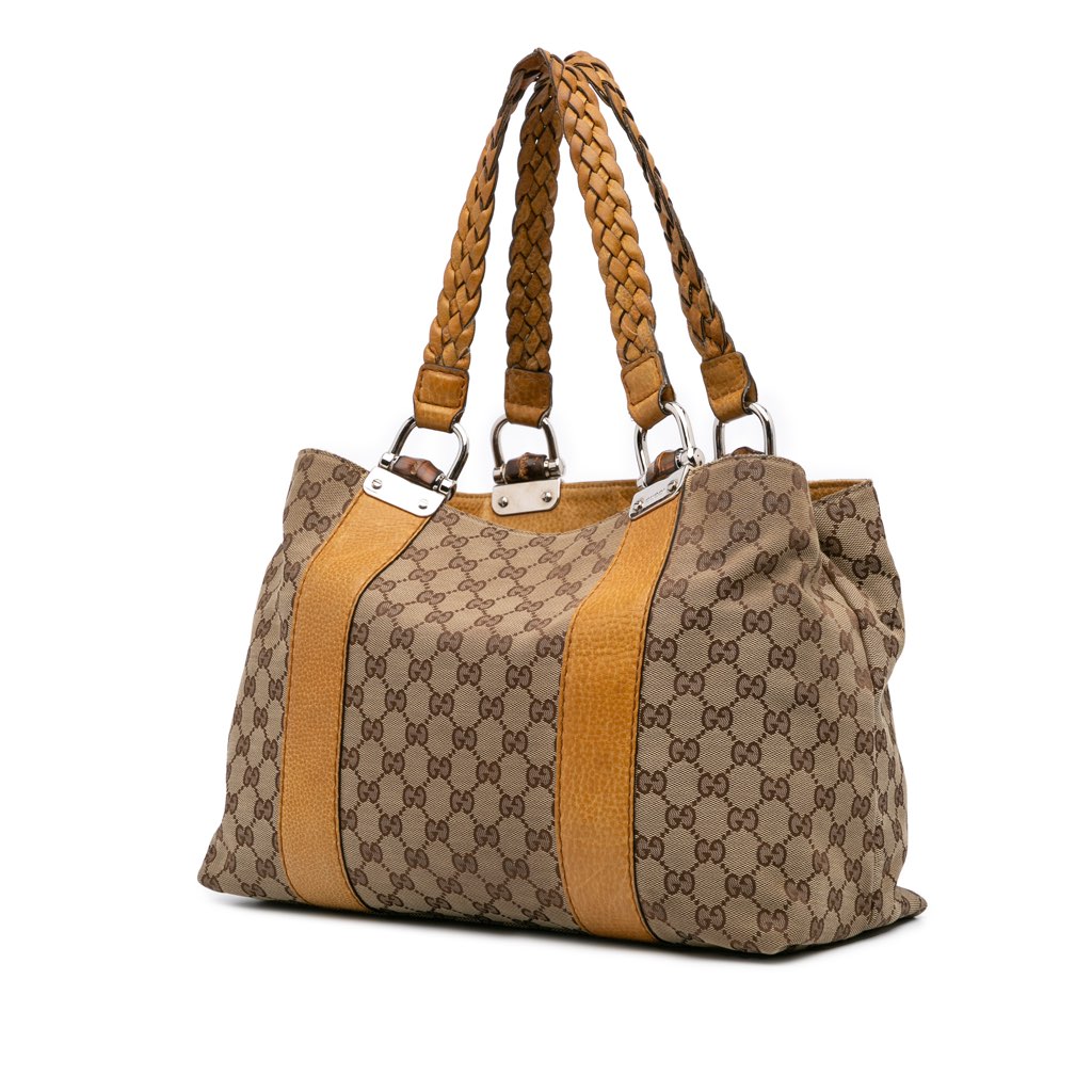 Gucci Medium GG Canvas Bamboo Libeccio Tote - Back view
