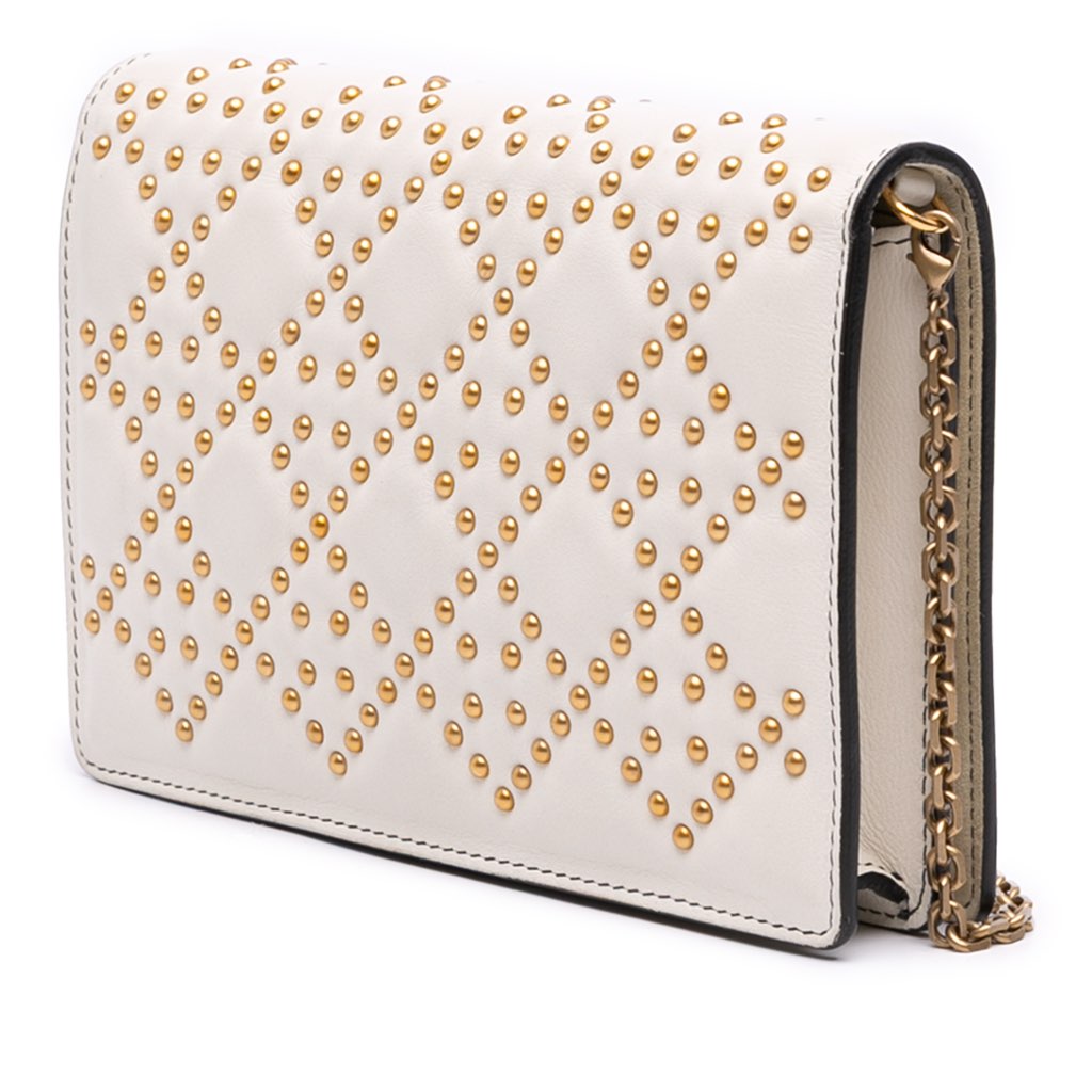 Dior Studded Calfskin Cannage Lady Dior Wallet on Chain - Back view
