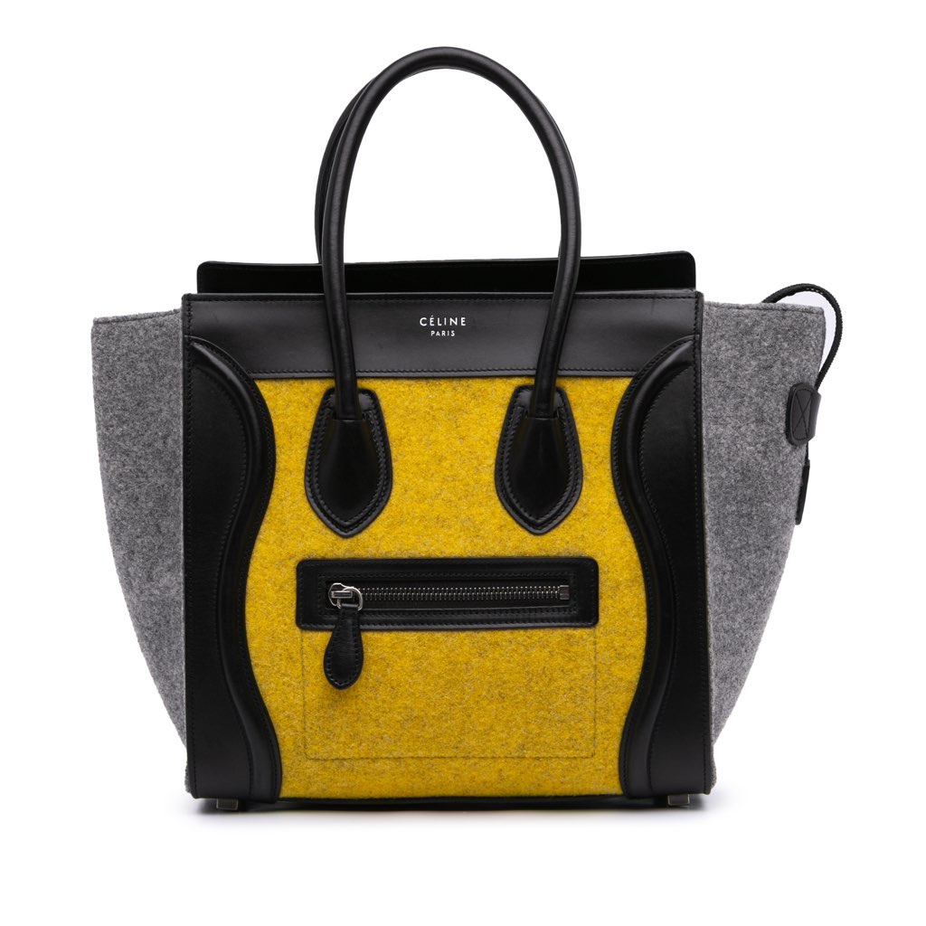 Celine Micro Tricolor Felt Wool and Calfskin Luggage Tote