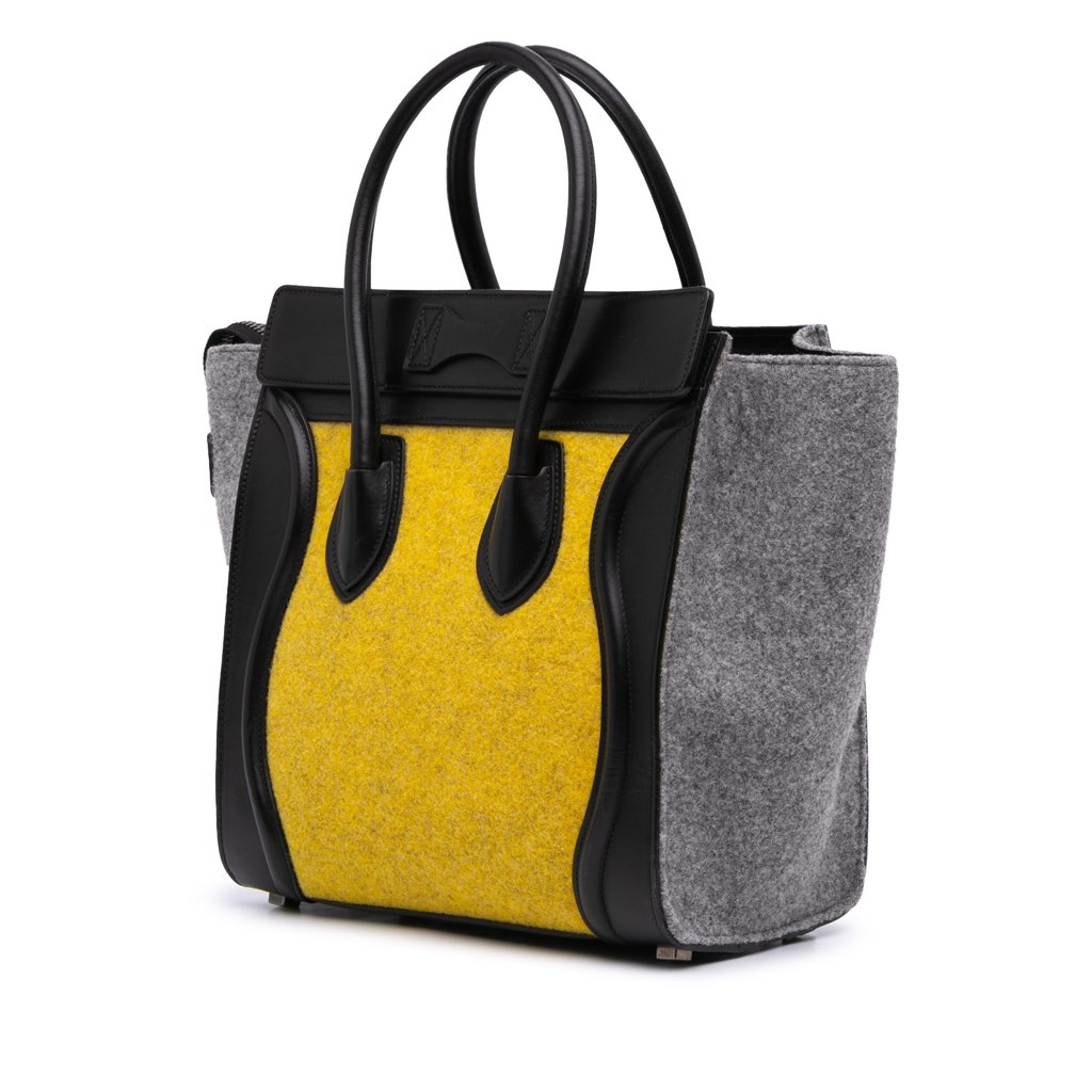 Celine Micro Tricolor Felt Wool and Calfskin Luggage Tote - 2