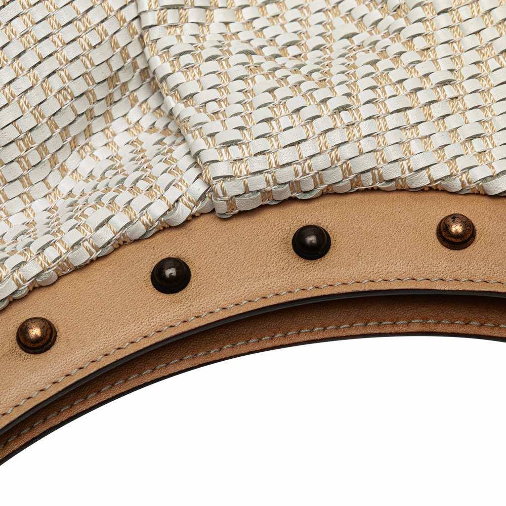 Gucci Woven Leather Bamboo Studded Hobo - Image 10