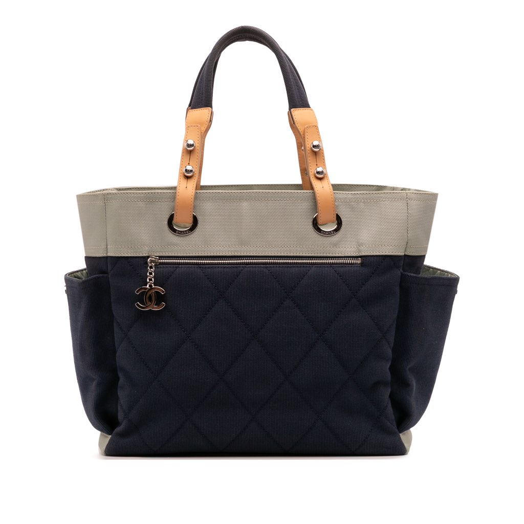 Chanel Large Bicolor Quilted Canvas Paris Biarritz Tote