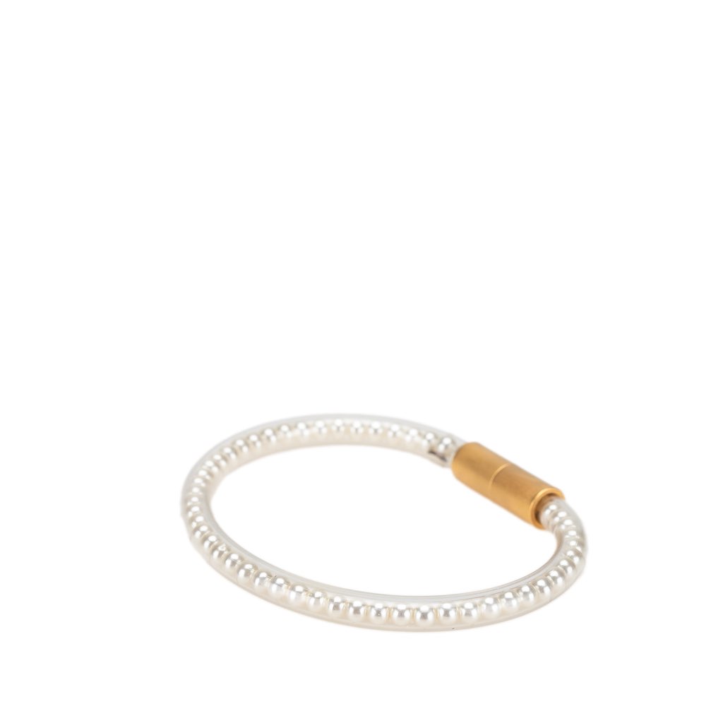 Chanel Faux Pearl PVC Tube Bracelet - Back view