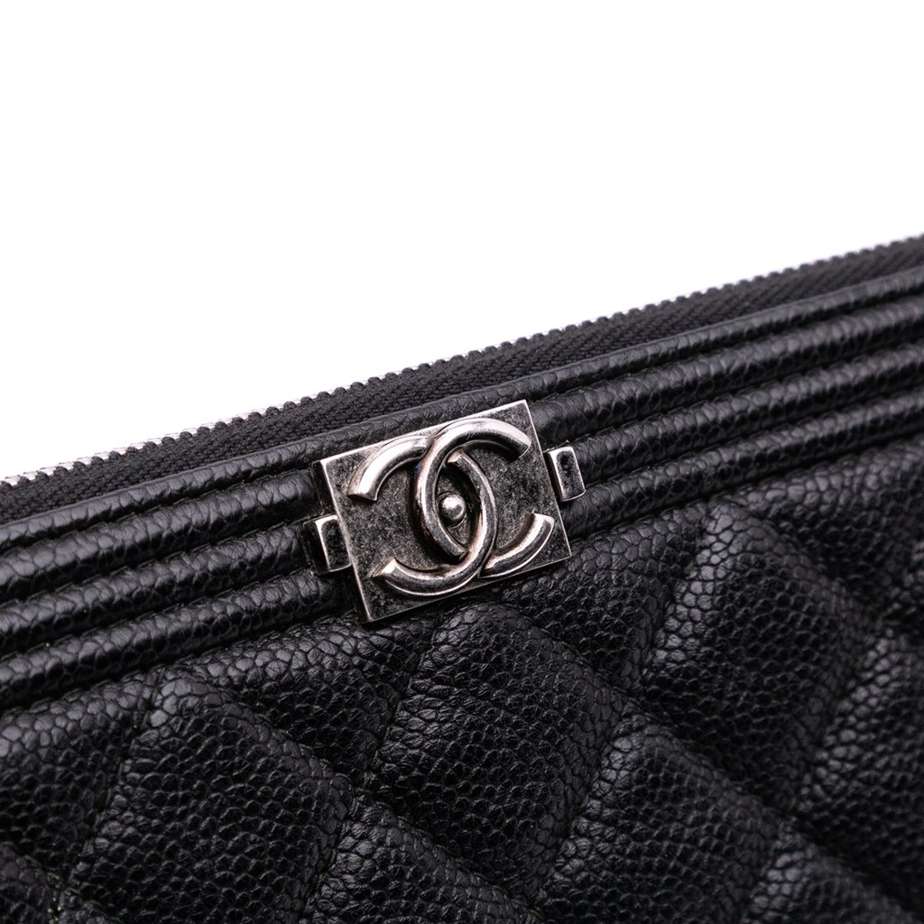 Chanel Large Quilted Caviar Boy O Case Clutch - Image 12