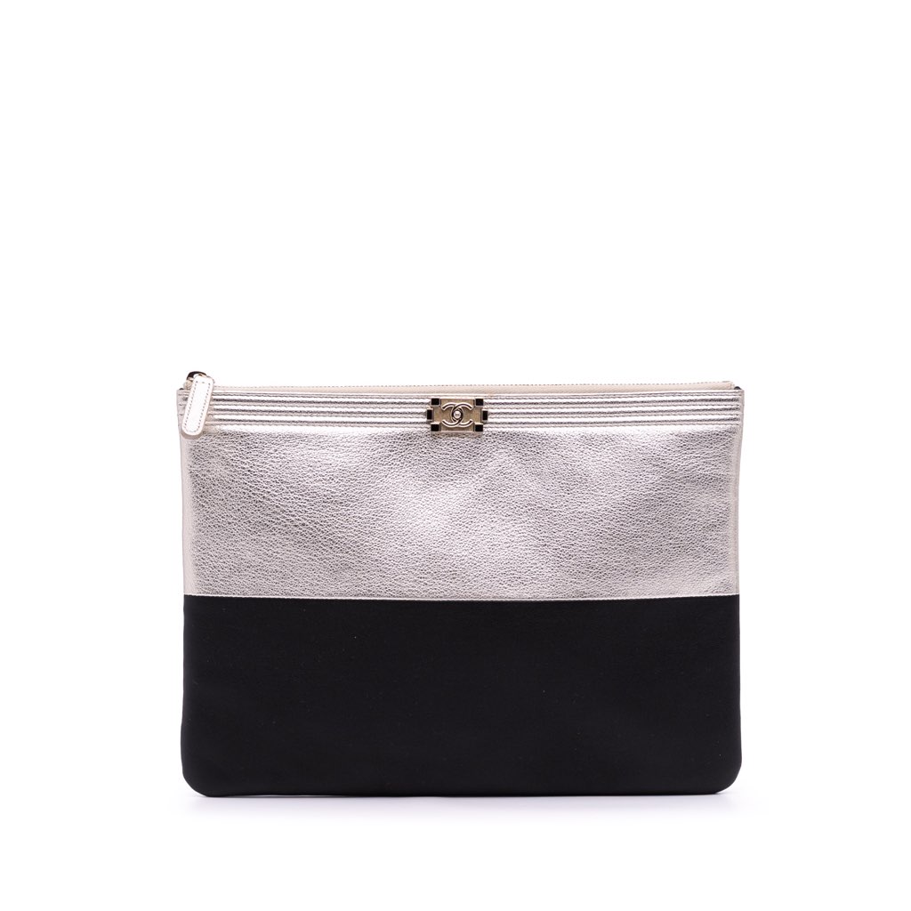 Chanel Medium Bicolor Goatskin Boy O Case Clutch
