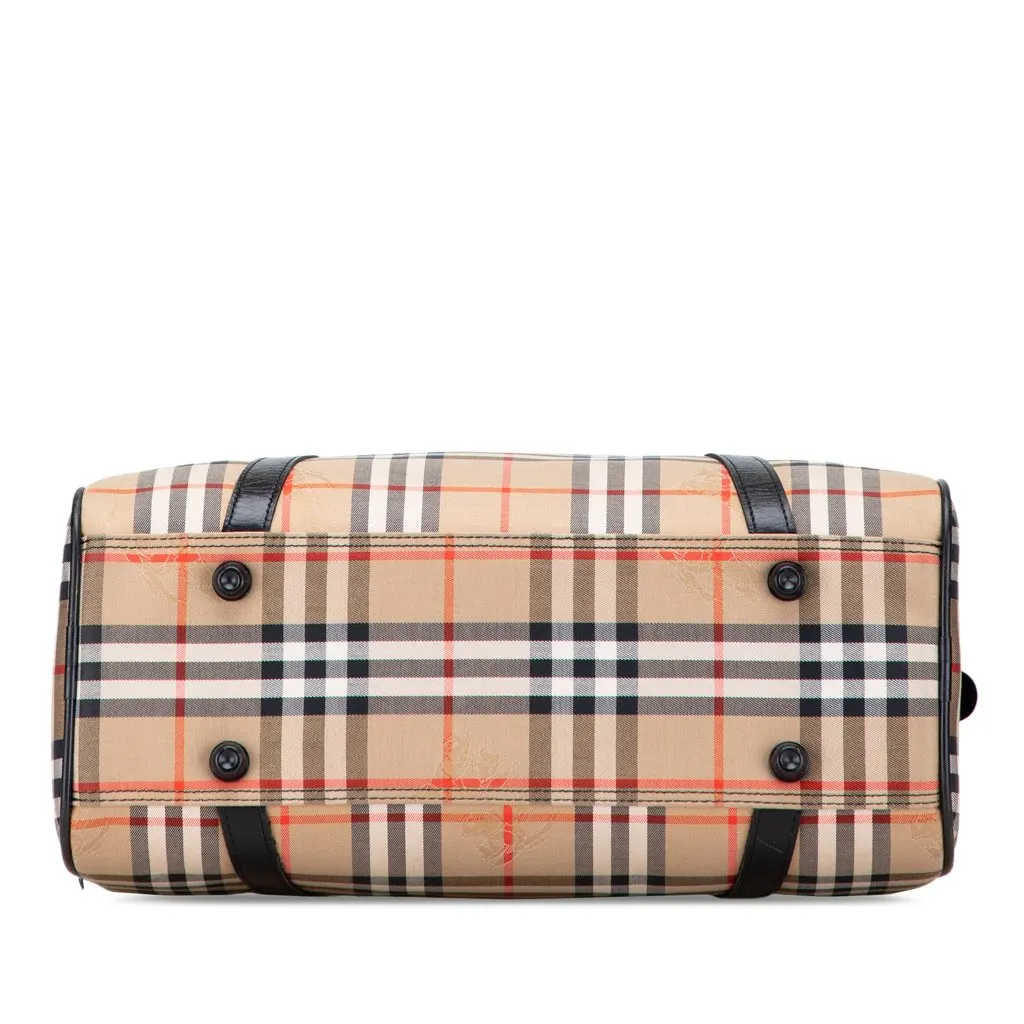 Burberry Haymarket Check Canvas Boston Bag Brown Canvas Good - Inside View
