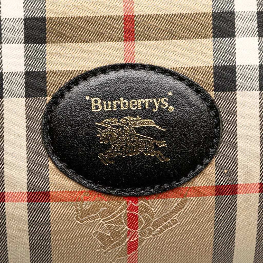 Burberry Haymarket Check Canvas Boston Bag Brown Canvas Good - Box View