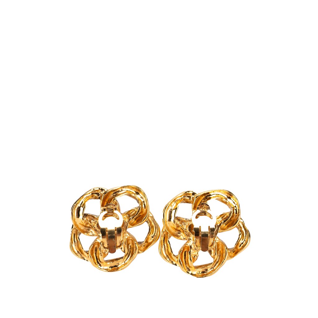 Chanel Gold Plated CC Chain Link Clip On Earrings - Back view