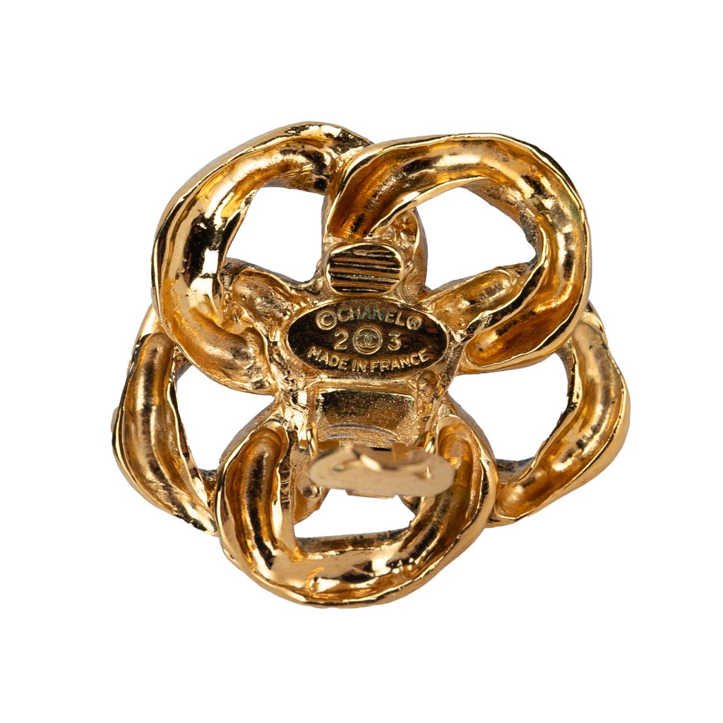 Chanel Gold Plated CC Chain Link Clip On Earrings - Image 6