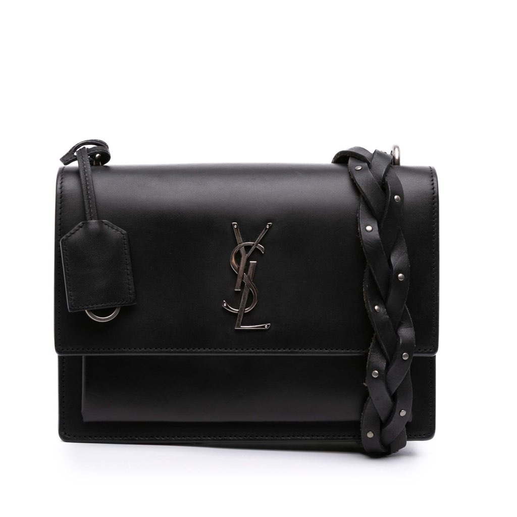 Saint Laurent Medium Leather Monogram Sunset Braided Strap Crossbody