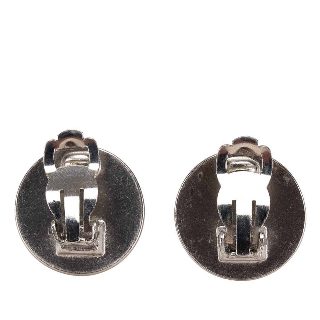 Chanel Silver Plated CC Cruise Disc Clip on Earrings - Back view