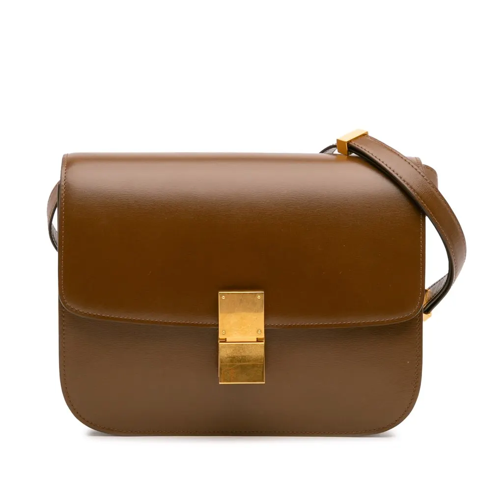 Celine Medium Calfskin Classic Box Brown Leather Good - Front View