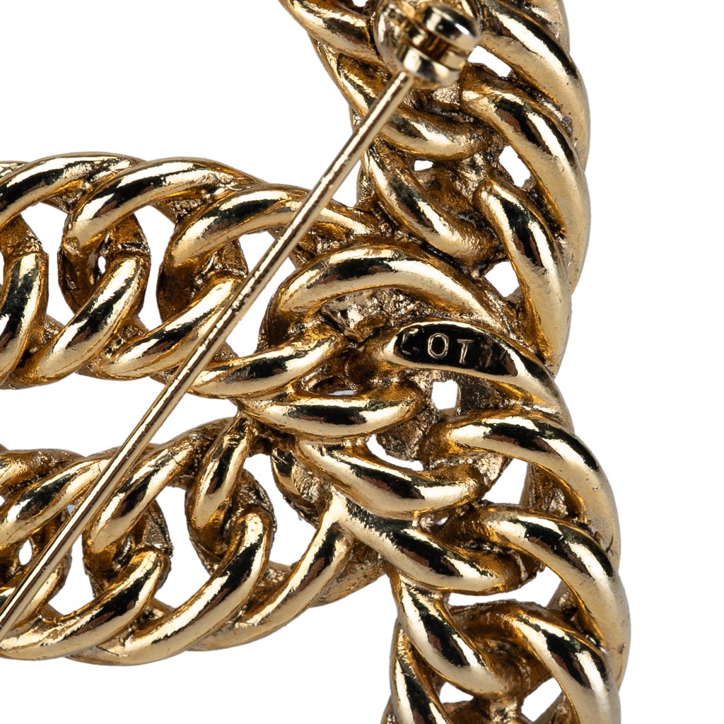 Chanel Gold Plated CC Chain Brooch - 3
