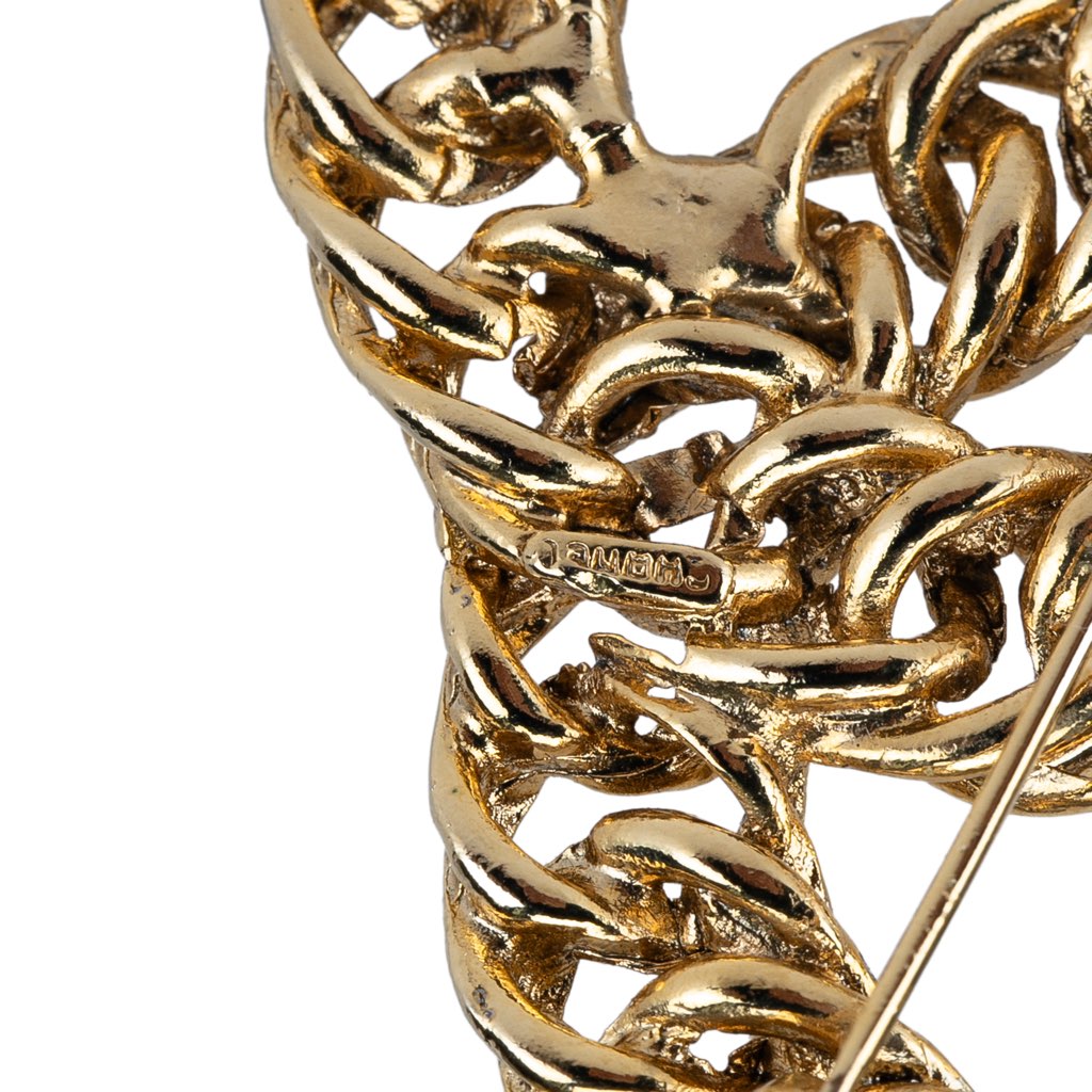 Chanel Gold Plated CC Chain Brooch - 4
