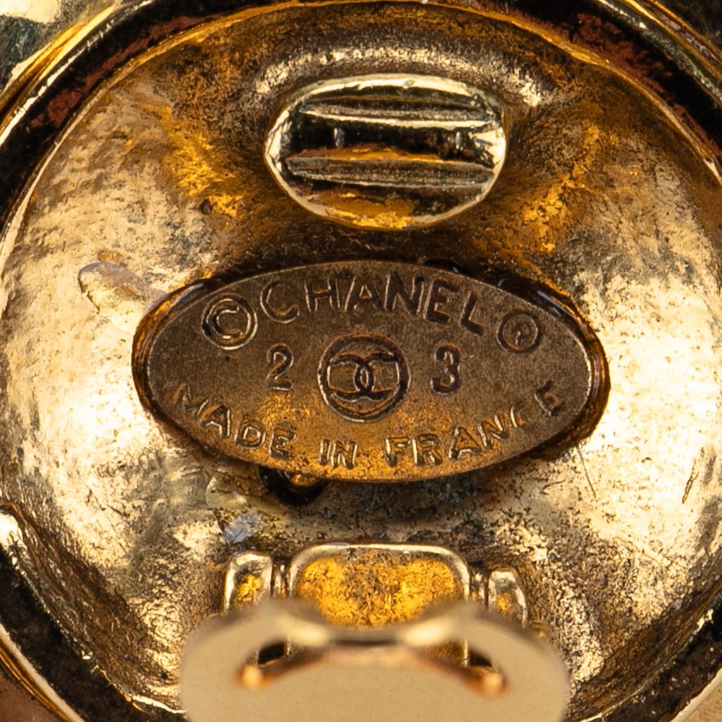 Chanel Gold Plated CC Rhinestone Clip On Earrings - 3