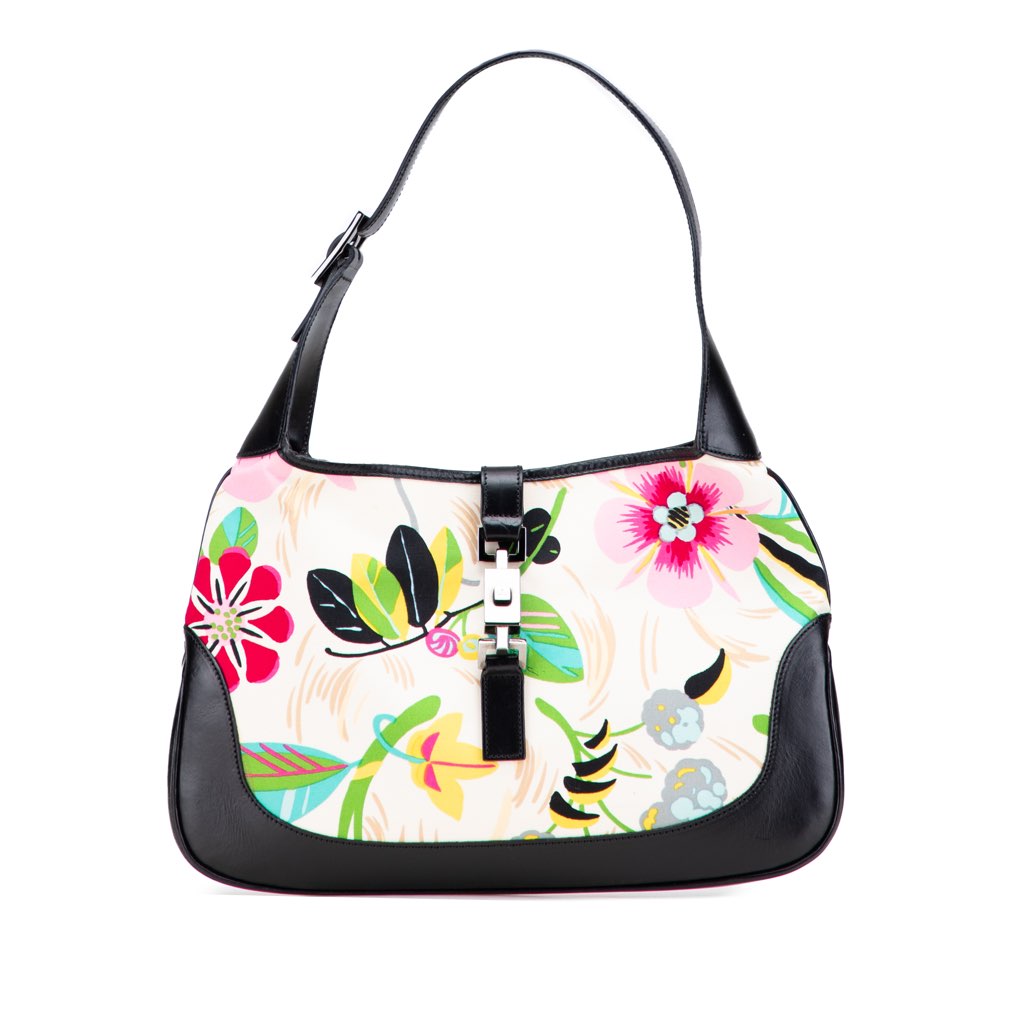 Gucci Printed Canvas Floral Jackie Shoulder Bag
