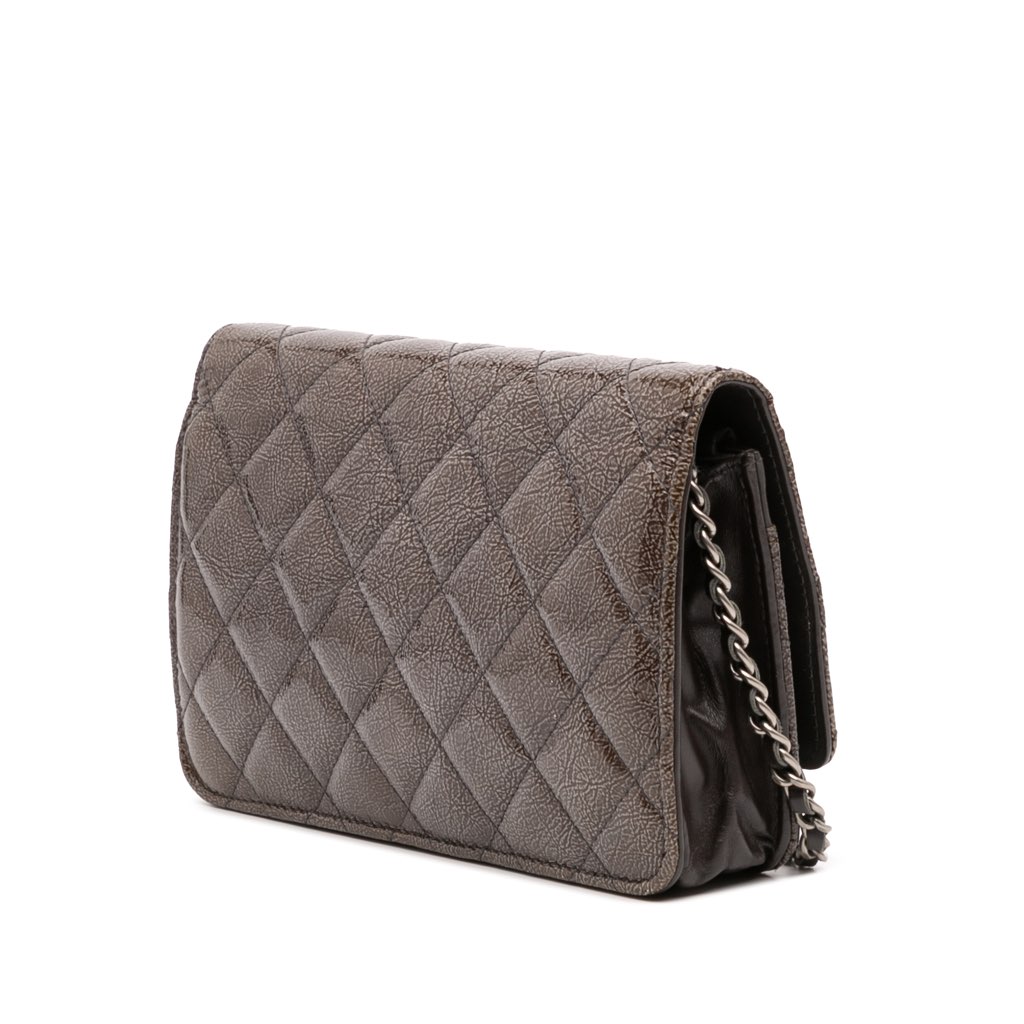 Chanel CC Quilted Shiny Crumpled Calfskin Wallet on Chain - 2