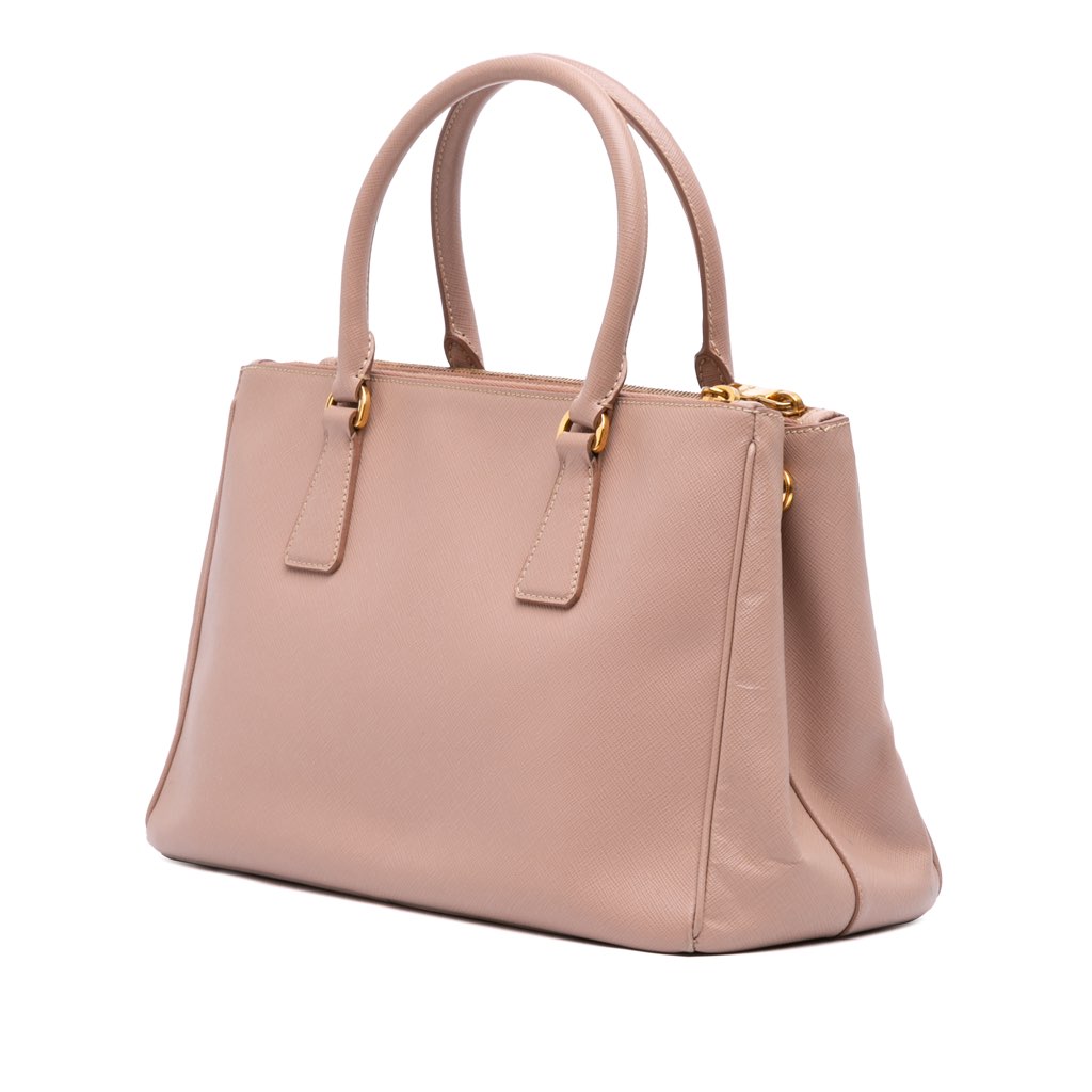 Prada Large Saffiano Lux Galleria Double Zip Satchel - Back view